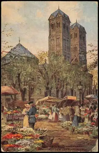 Köln Blumenmarkt am Gereonsdriesch Nach einem Aquarell von Karl Rüdell 1922