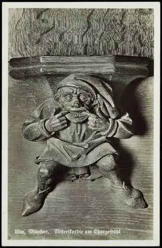 Ansichtskarte Ulm a. d. Donau Ulmer Münster Figur am Chorgestühl 1930