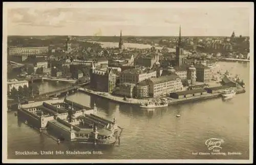 Postcard Stockholm Utsikt från Stadshusets torn. 1931