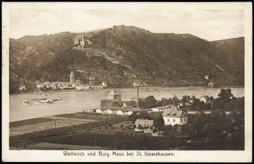 Wellmich-St. Goarshausen Fabrik und Burg Maus bei St. Goarshausen. 1926