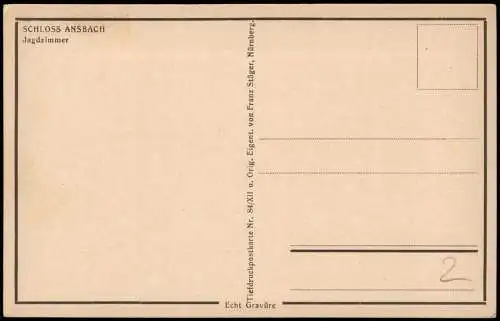 Ansichtskarte Ansbach Schloß Jagdzimmer 1925
