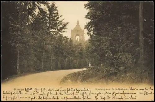 Ansichtskarte Porta Westfalica Waldweg zum Porta-Denkmal 1903