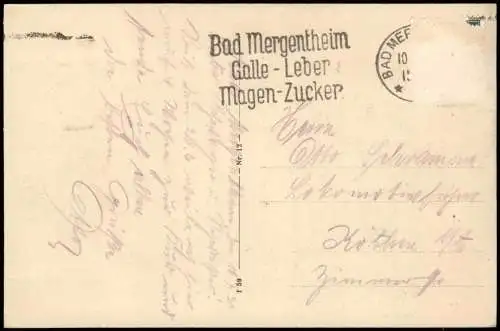 Ansichtskarte Bad Mergentheim Totale Bahnstrecke Zug 1914