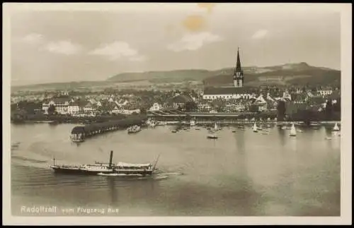 Ansichtskarte Radolfzell am Bodensee Luftbild Dampfer 1929