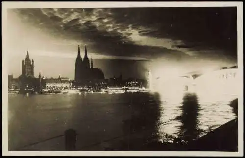 Ansichtskarte Köln Stadt bei Nacht 1929