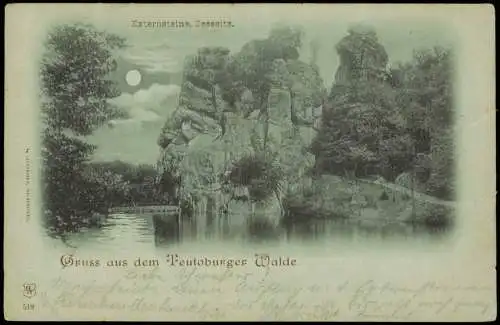 Holzhausen-Externsteine Horn Bad Meinberg Teutoburger Wald Mondscheinlitho 1898