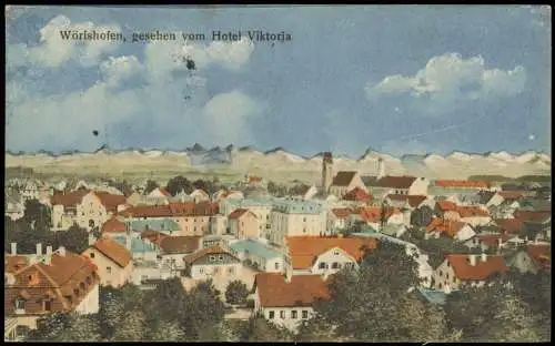 Ansichtskarte Bad Wörishofen gesehen vom Hotel Viktoria - Künstlerkarte 1923