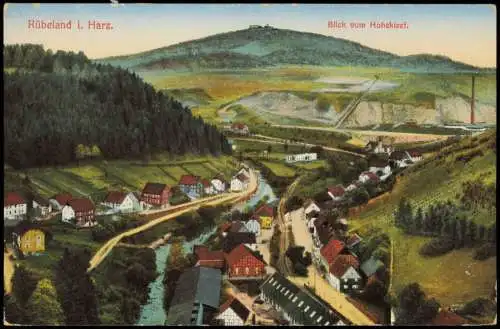 Ansichtskarte Rübeland Blick vom Hohekleef. Bergbau 1914