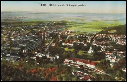 Ansichtskarte Thale (Harz) von der Roẞtrappe gesehen - Fabrikanlage 1934