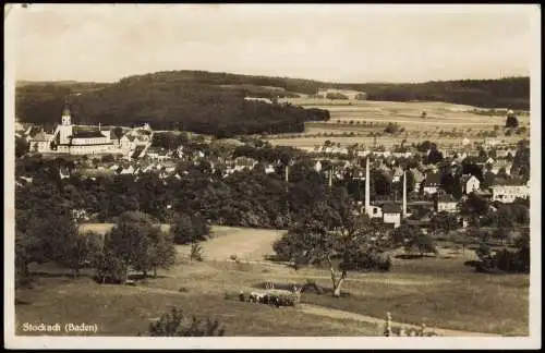 Ansichtskarte Stockach Stadt Fabrik 1943  gel. Feldpost WK2