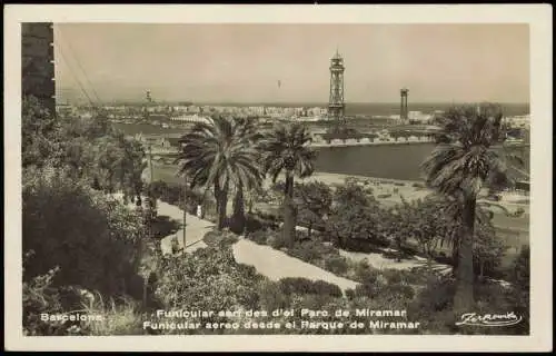 Postales Barcelona Funicular aereo desde el Parque de Miramar 1912