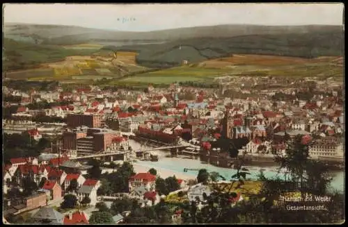 Ansichtskarte Hameln Totale - colorierte Fotokarte 1929