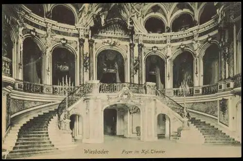 Ansichtskarte Wiesbaden Foyer im Kgl. Theater 1908