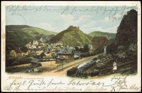 Ansichtskarte Altenahr Bahnhof schwarzes Kreuz. 1901