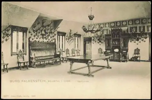 Ansichtskarte Pansfelde-Falkenstein/Harz Burg Falkenstein Harz Speisesaal 1904