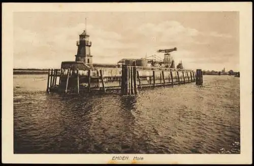 Ansichtskarte Emden Mole Kran 1916
