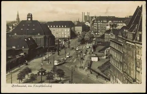 Ansichtskarte Dortmund Hauptbahnhof, Straße - Stahlwerk 1936