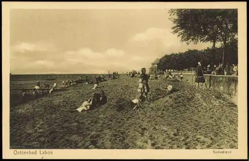 Ansichtskarte Laboe Badestrand, Strandleben - Haus 1923