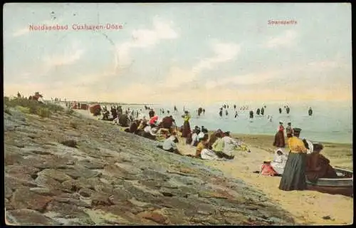 Ansichtskarte Döse-Cuxhaven Strandpartie Strandleben 1908