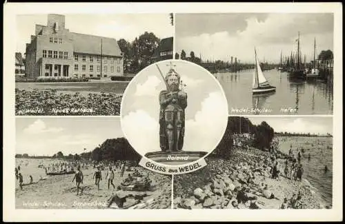 Ansichtskarte Wedel Schulau Hafen Strandbad Roland MB 1939