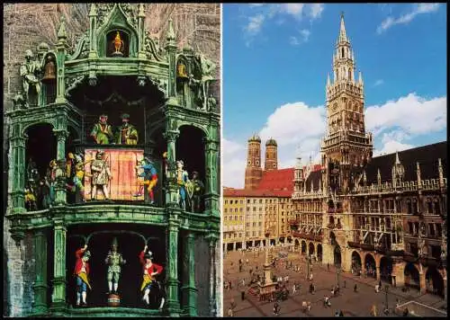 München Rathaus und Glockenspiel Carillon and the New Townhall 1970