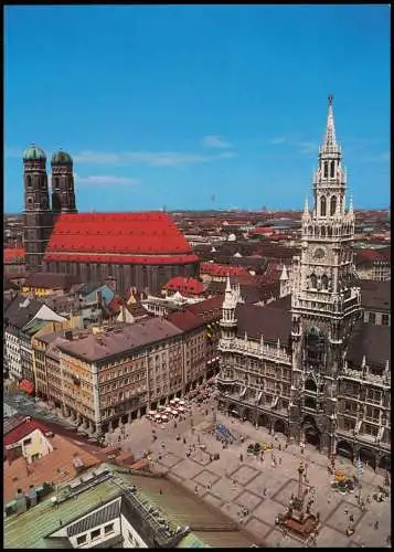 Ansichtskarte München Marienplatz, Rathaus und Dom 1990