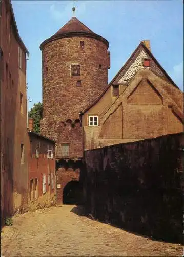 Ansichtskarte Bautzen Budyšin Gasse zum Nikolaiturm 1986