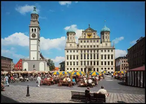 Ansichtskarte Augsburg Perlachturm und Rathaus 1990