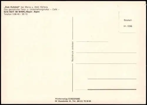 Ansichtskarte Reit im Winkl Zum Kuhstall bei Maria u. Addi Hellwig 1970