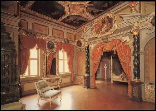 Ansichtskarte Burgkhammer-Burgk (Saale) Museum Schloß Burgk Prunkzimmer 1990