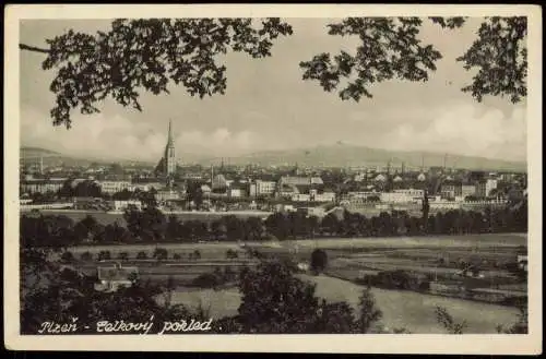 Postcard Pilsen Plzeň Panorama-Ansicht 1940