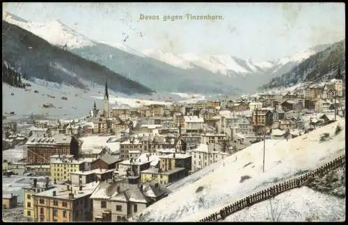 Ansichtskarte Davos Davos gegen Tinzenhorn 1906