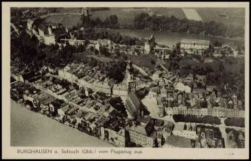 Ansichtskarte Burghausen a.d.S. Panorama vom Flugzeug aus 1935