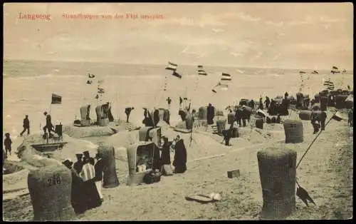 Ansichtskarte Langeoog Strandburgen von der Flut umspült. 1911