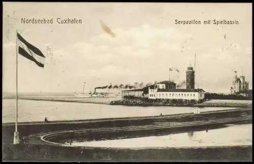 Ansichtskarte Cuxhaven Seepavillon mit Spielbassin 1911