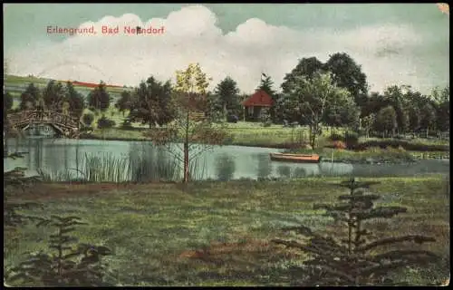 Ansichtskarte Bad Nenndorf Erlengrund Holzbrücke Pavillon 1912