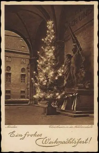 Ansichtskarte München Weihnachtsbaum Feldherrnhalle Weihnachten 1931