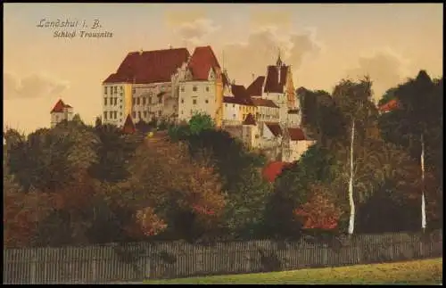 Ansichtskarte Landshut Burg Trausnitz - colorierte AK 1913