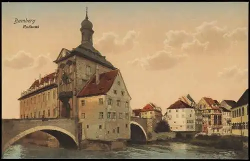 Ansichtskarte Bamberg Rathaus Brücke Stadt 1912