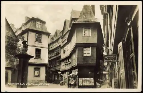 Ansichtskarte Frankfurt am Main Fünffingerplatz Schild Binding Bier 1936