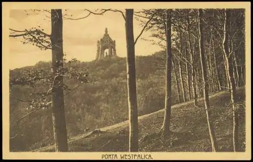 Porta Westfalica Blick auf das Kaiser-Wilhelm-Denkmal durch den Wald 1922