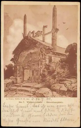 Ansichtskarte Thale (Harz) Walpurgishalle - Künstlerkarte 1902