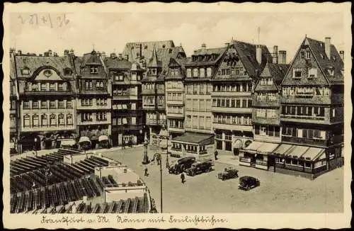 Ansichtskarte Frankfurt am Main Römer mit Freilichtbühne. 1936