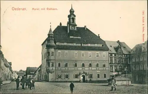 Ansichtskarte Oederan Marktplatz, Kindergruppe 1906 4