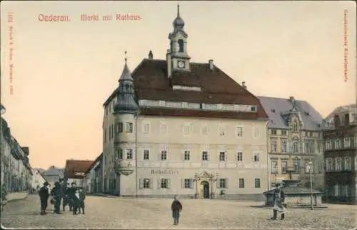 Ansichtskarte Oederan Marktplatz, Kindergruppe 1906 5