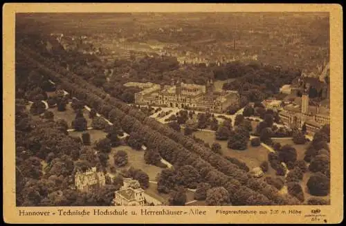 Hannover Luftbild Technische Hochschule u. Herrenhäuser - Allee 1930