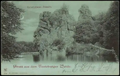 Holzhausen-Externsteine Horn Bad Meinberg Teutoburger Wald Mondscheinlitho 1899