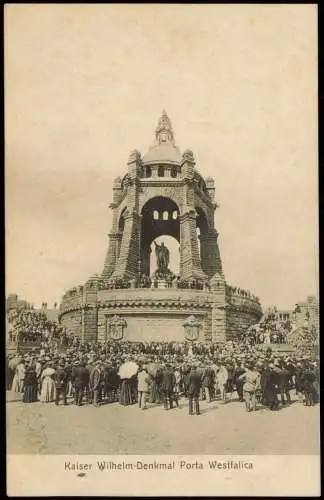 Ansichtskarte Porta Westfalica Kaiser-Wilhelm-Denkmal Versammlung 1910