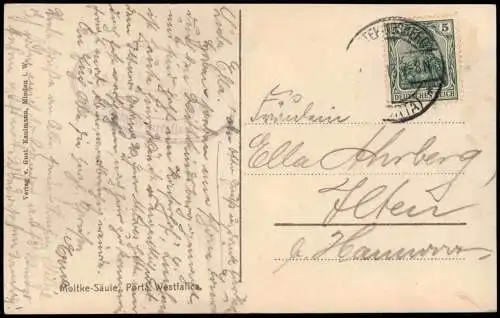 Ansichtskarte Porta Westfalica Moltke Säule Aussichtsturm 1913