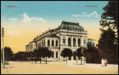 Postcard Laibach Ljubljana (Lubiana) Narodni dom - Straßenpartie 1917